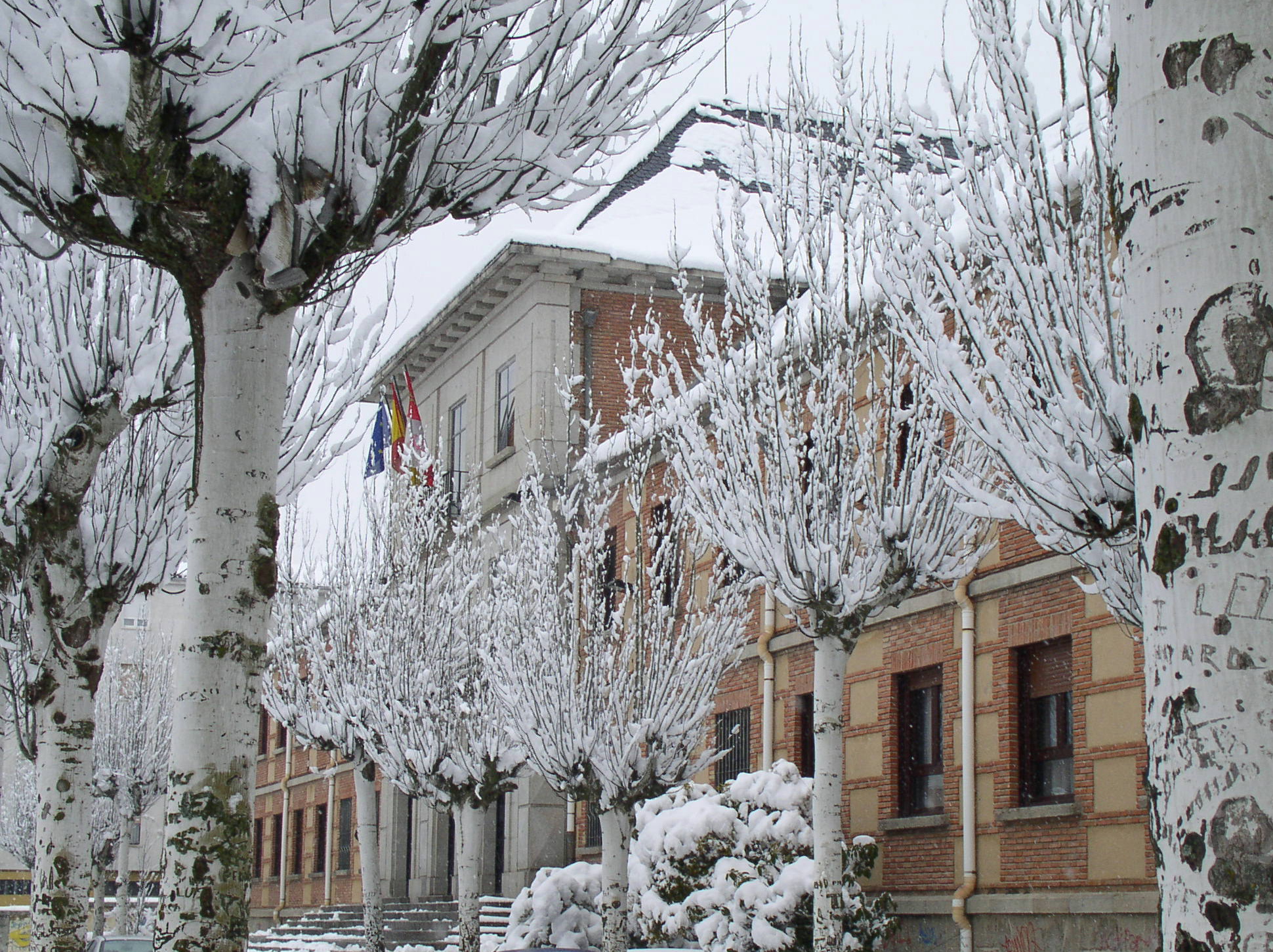 fachada con nieve